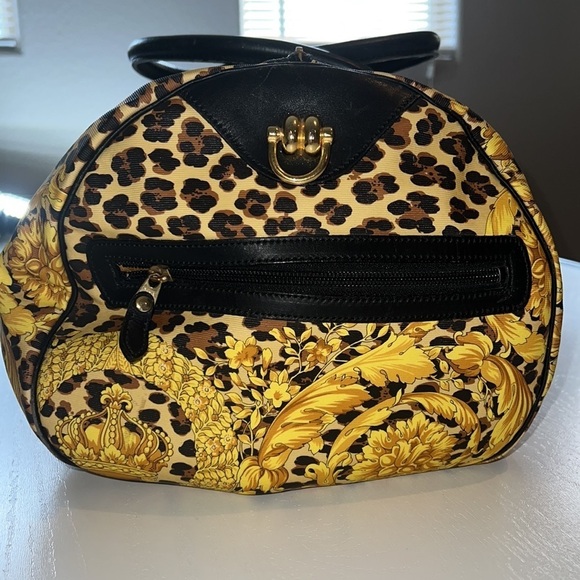 Gianni Versace Vintage Sunburst Leopard Boston Baroque Travel Bag​​ - Picture 9 of 16